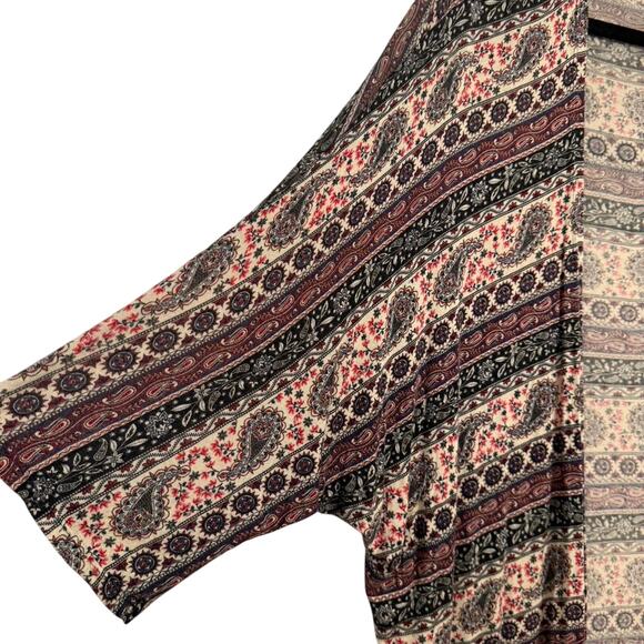 Mauve Women's L Boho Colorful Oversized Fringe Open Front Kimono Cardigan Beach - Picture 4 of 9